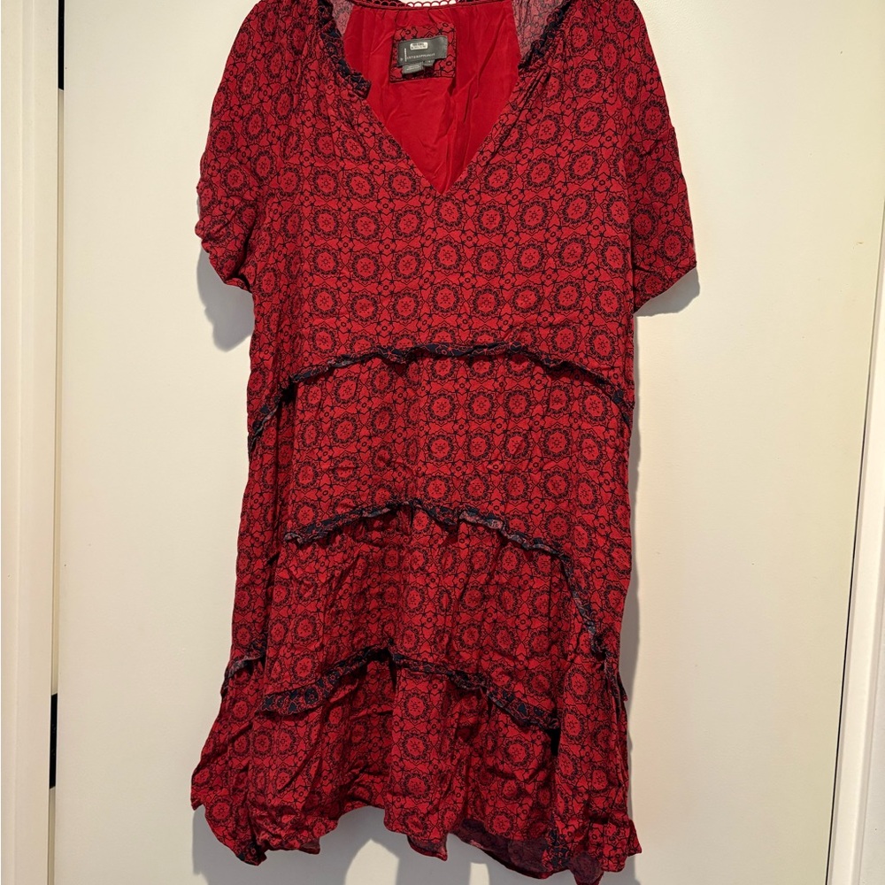 Anthropologie Red and Black Mini Dress